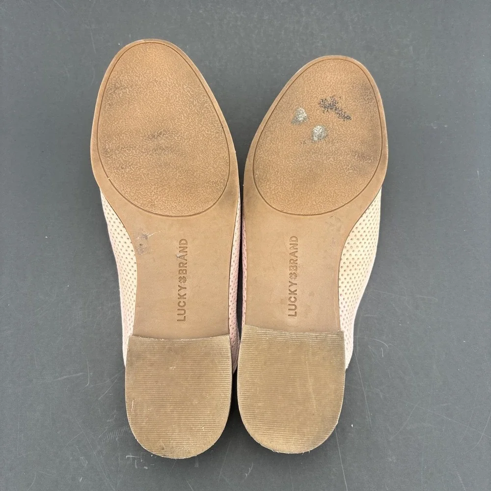 Lucky Brand Shoes Women's Size 7MCoryna Pink Perforated Suede Slip On Mule Flats